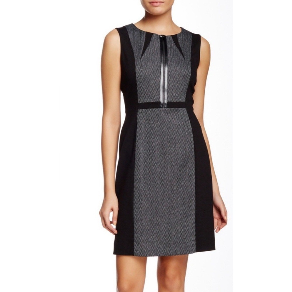 Tahari Women's Sleeveless Black/Grey Sheath Dress‎ Lined Size 8 New $128